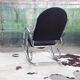 1970s chrome and black velvet sculptural rocking chair