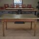 Oak and brass dining table Banque de France 1900