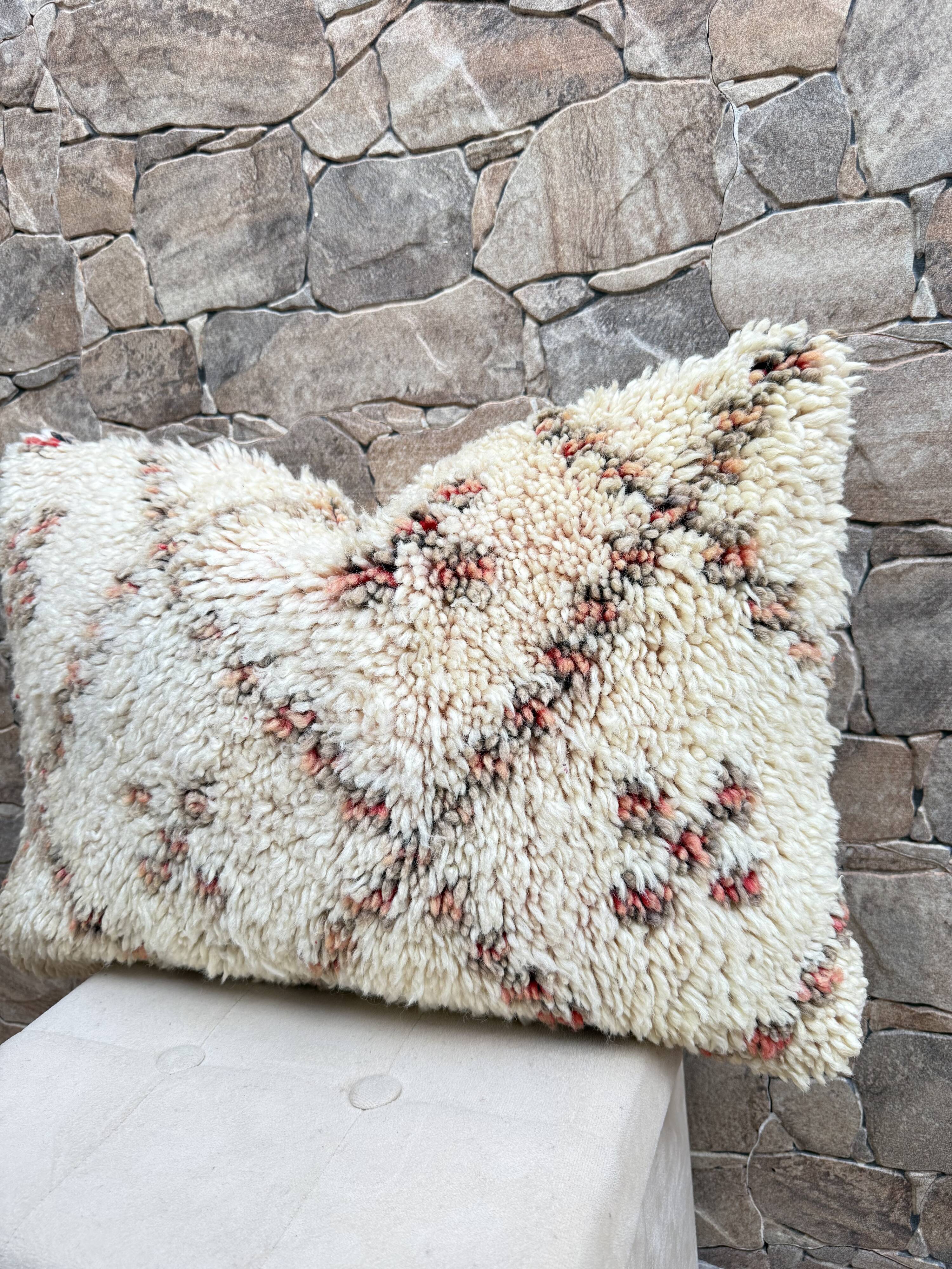Vintage Berber wool cushion cover: Moroccan rug cushion,