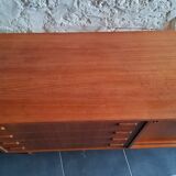 Vintage row with sliding doors and ceramic decoration