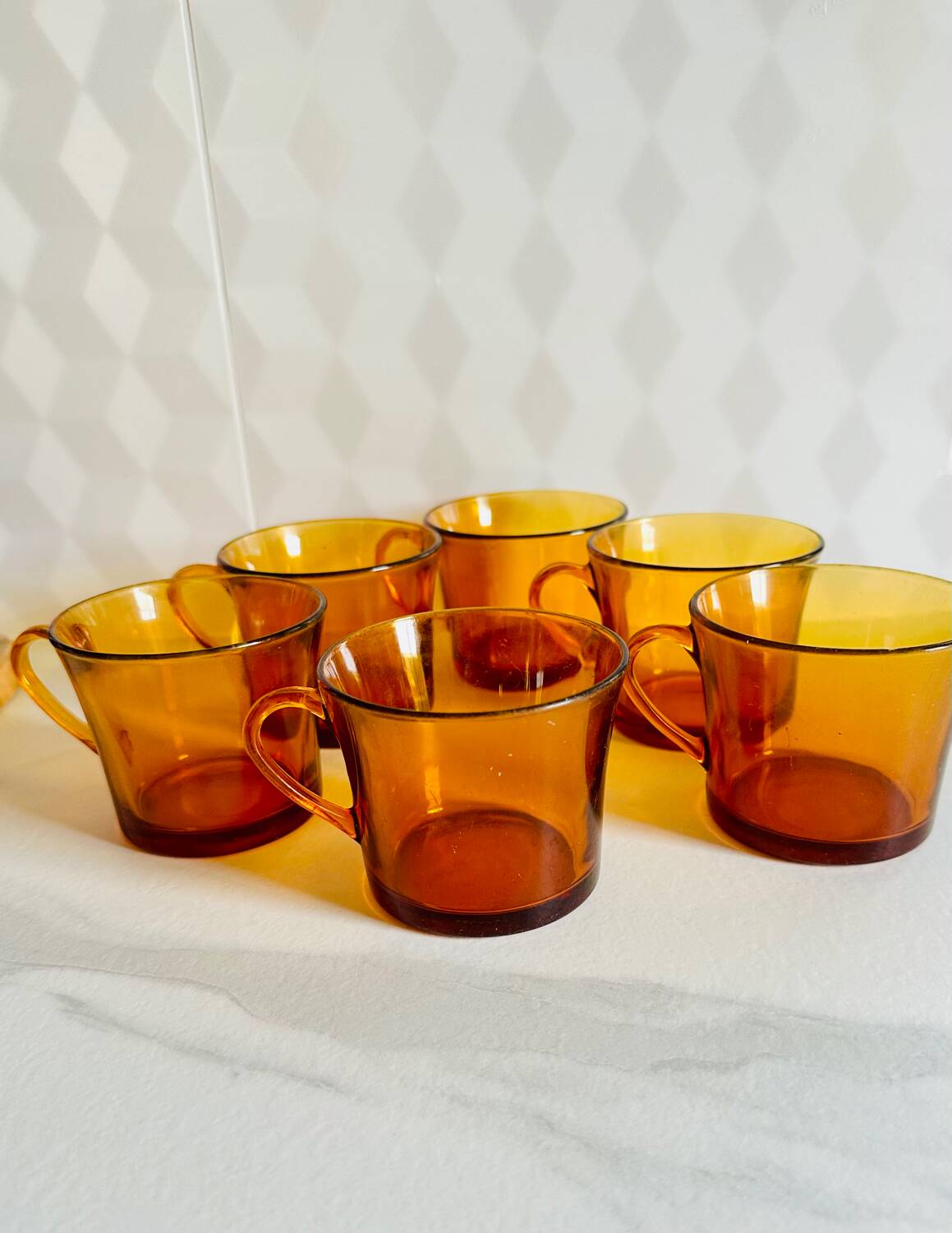 6 vintage Duralex coffee cups