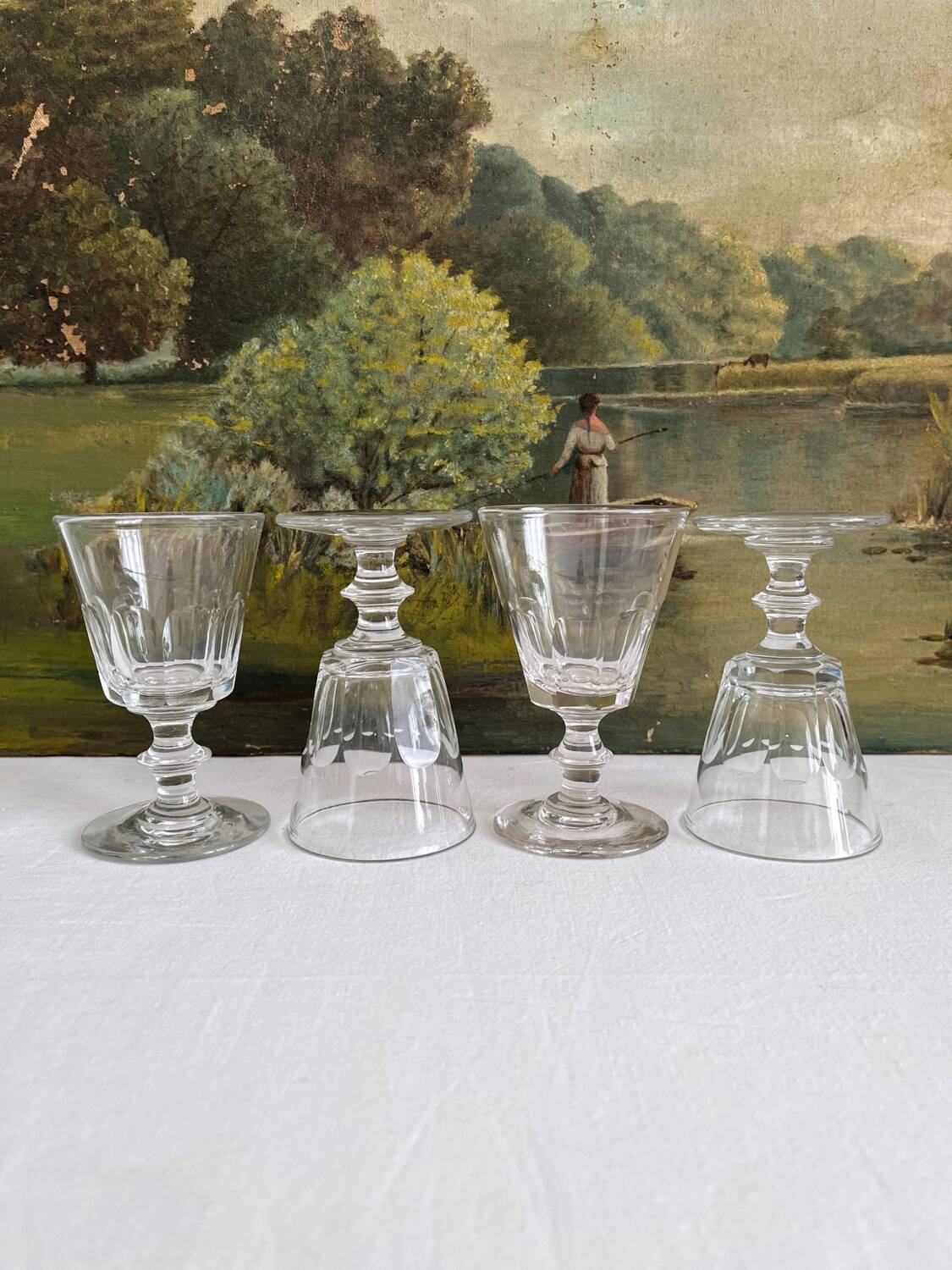 4 antique crystal wine glasses Caton Saint Louis Baccarat