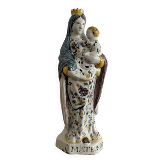 Vierge d'accouchée en faïence XVIIIe Mater Dei
