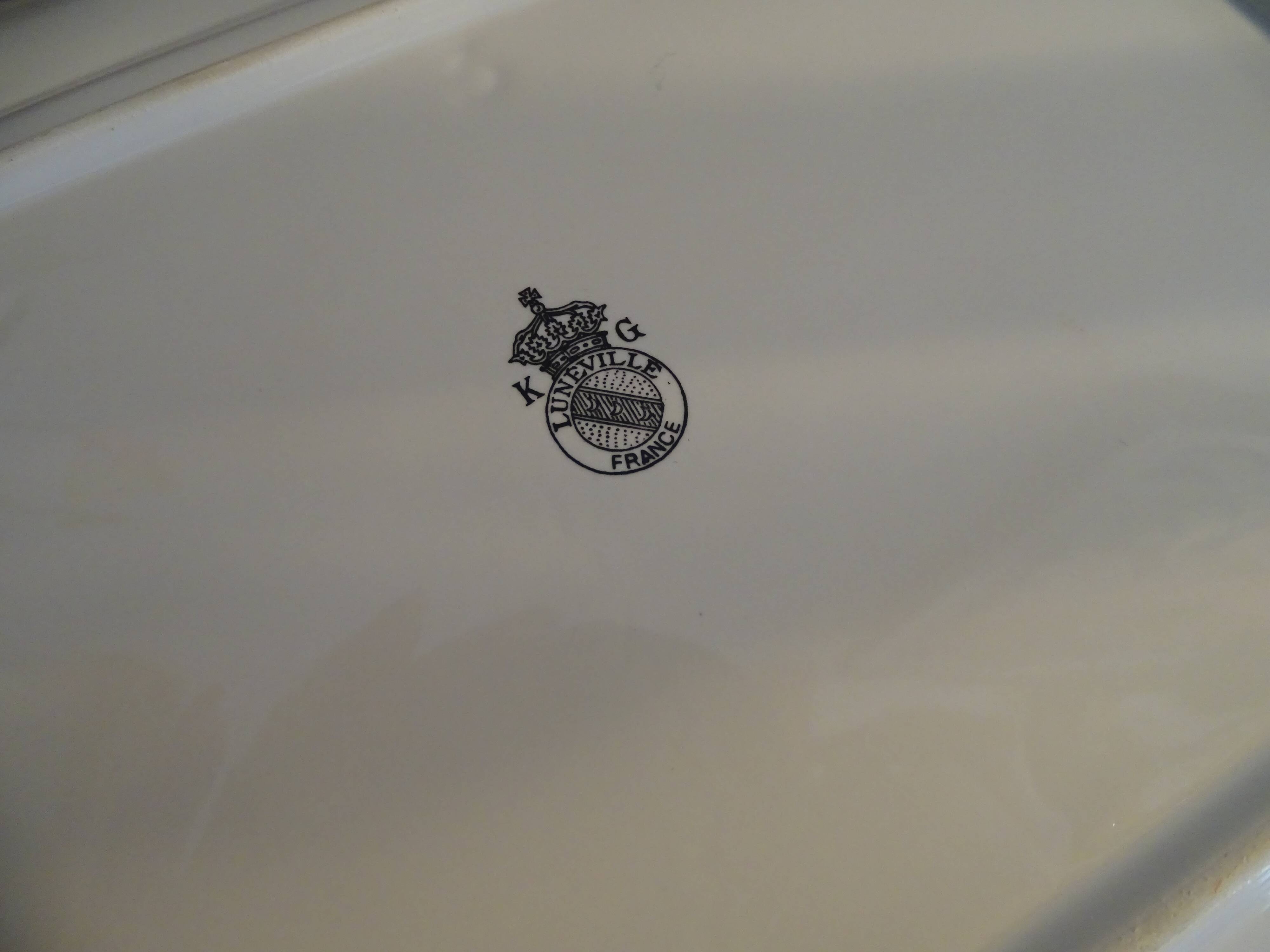 Large dish KG Lunéville street lamp tulip and flowers - 35.5 cm x 28 cm