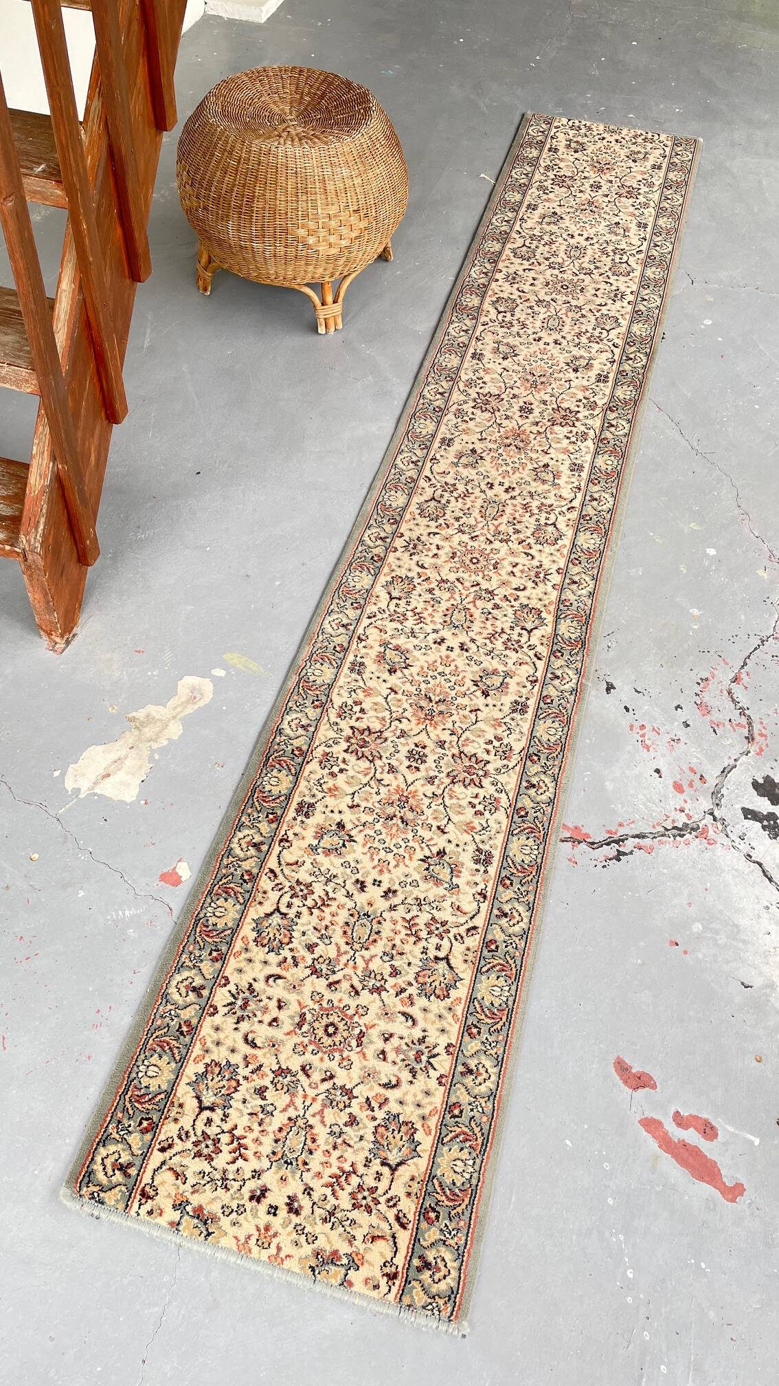Vintage Beige Grey-Blue Runner Rug