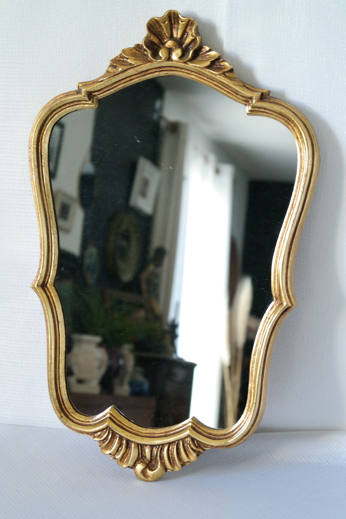Rocaille mirror Louis XV style gilded with vintage gold leaf