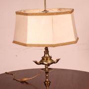 bronze oil lamp - 18th century - Spain converted into a lamp with its shade