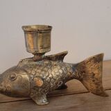 Yellow copper fish candle holder