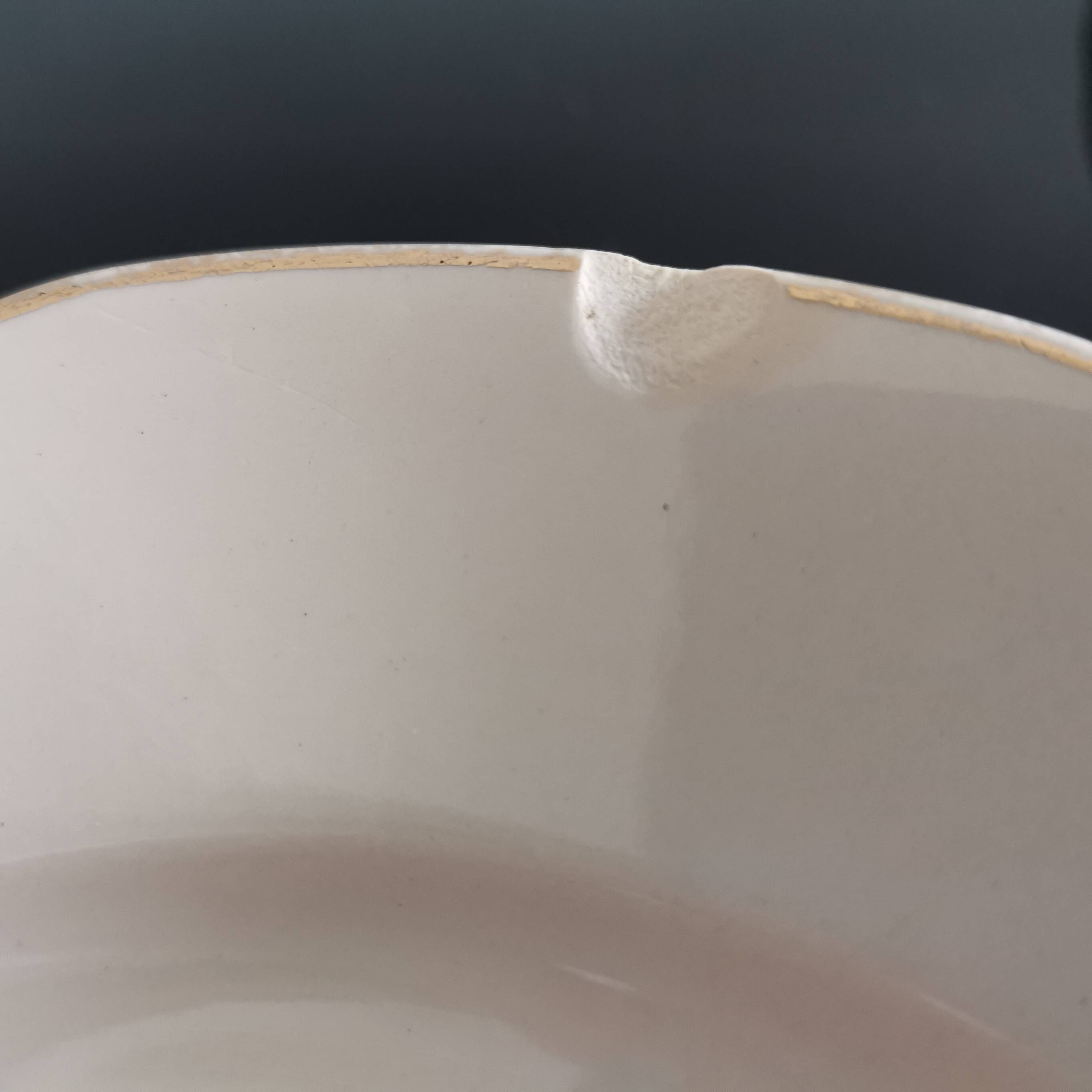 Set of 6 Villeroy and Boch flat plates in ivory color and gold edging