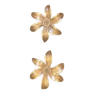PAIRE D APPLIQUES DOREES - laiton fleurs