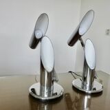 Pair of chrome "Grin Luz" lamps by Luis Pérez de la oliva, Spain, 1973