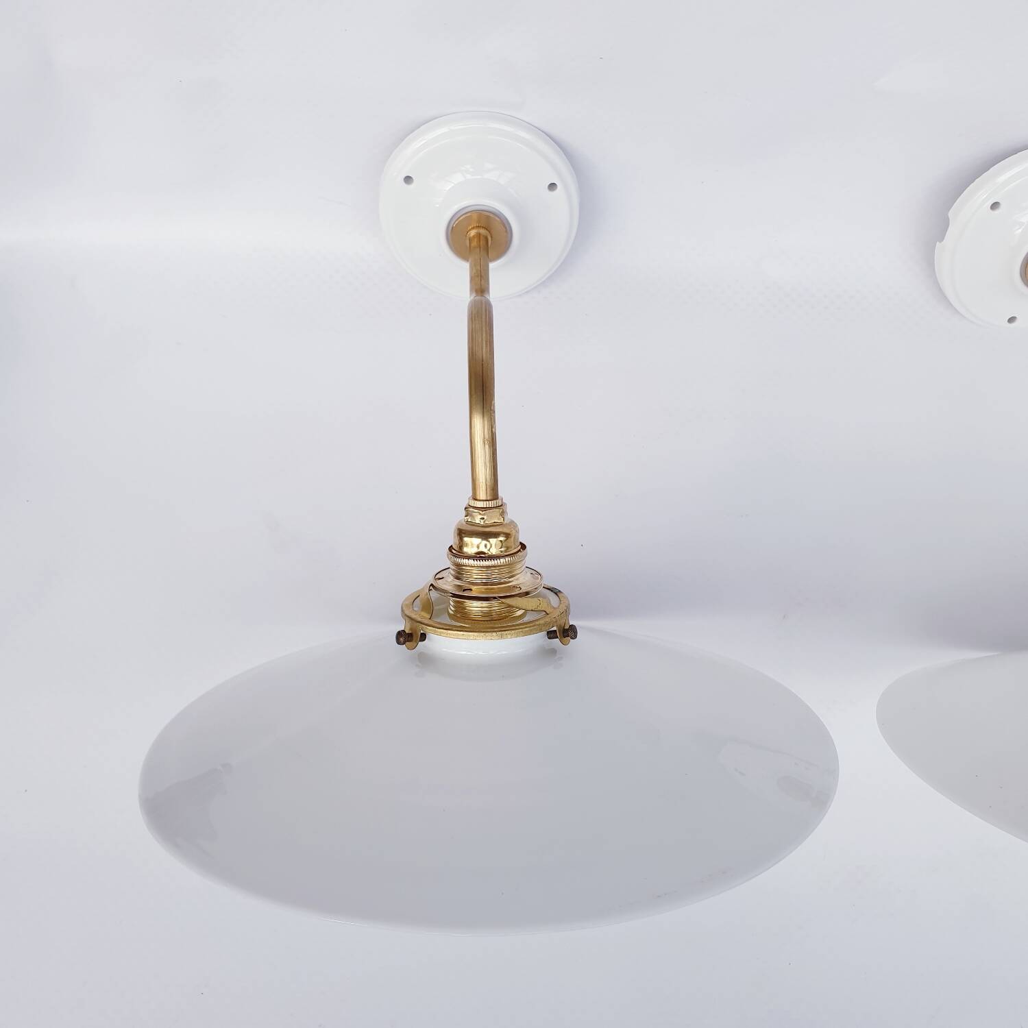 White opaline swan neck wall lights