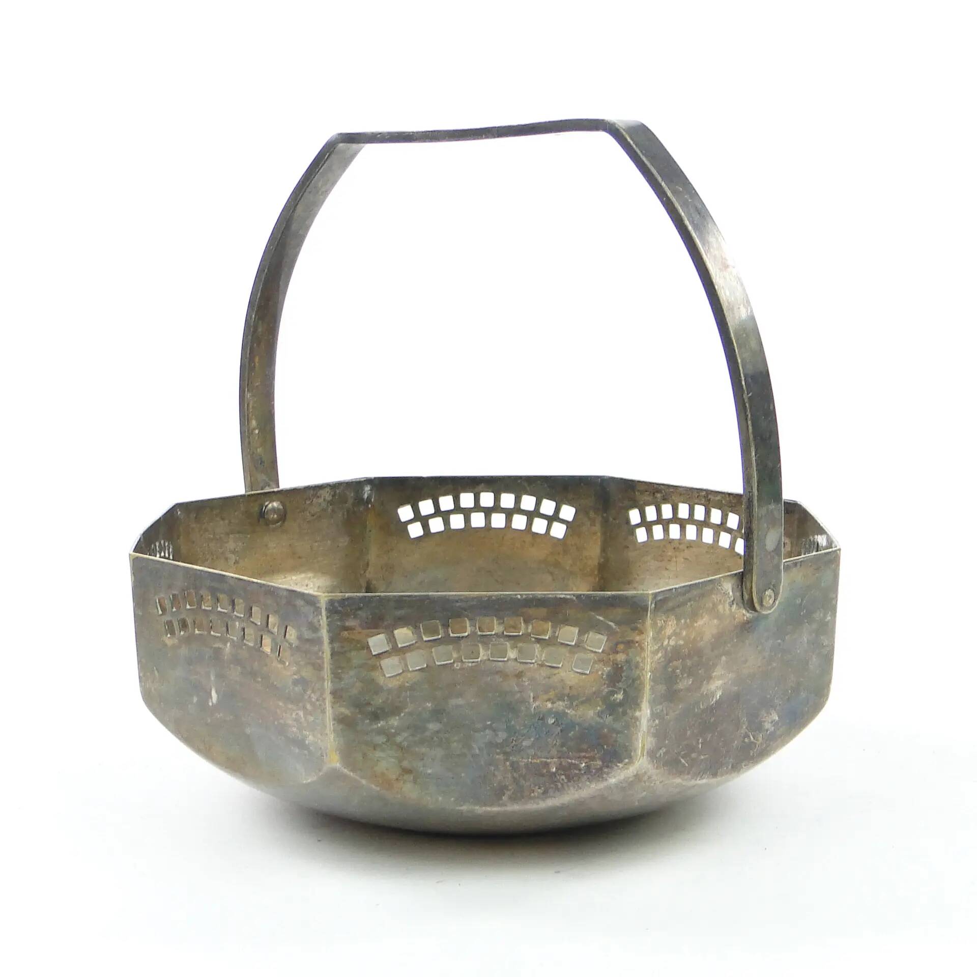 Art Nouveau sugar bowl, silver-plated brass, Austria, early 20th century