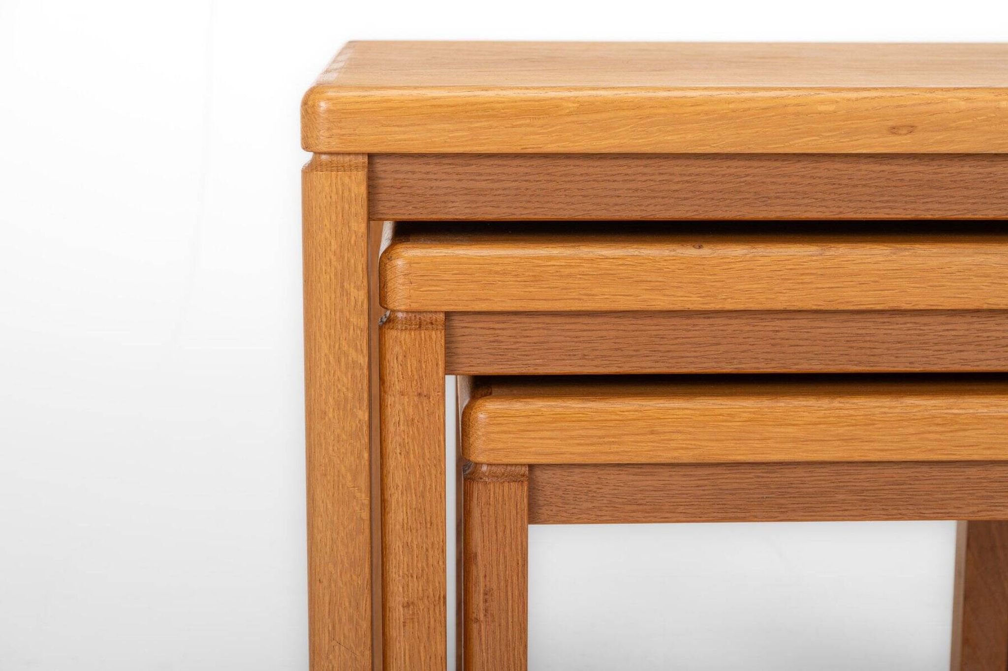 Vintage oak nesting tables by Van Den Berghe Pauvers, 1970s, set of 3