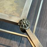 Pair of neoclassical side tables in steel and brass by Maison Jansen.