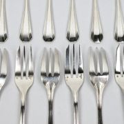 12 dessert forks Christofle Boréal by Luc Lanel, silver-plated metal
