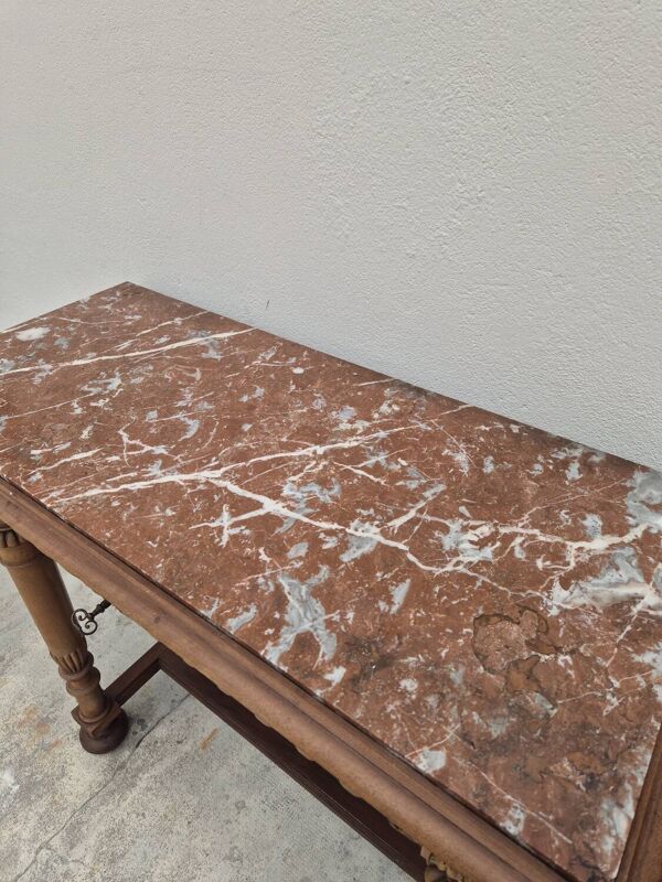 Table d'entrée console style Henri II d'époque 19éme en noyer massif
