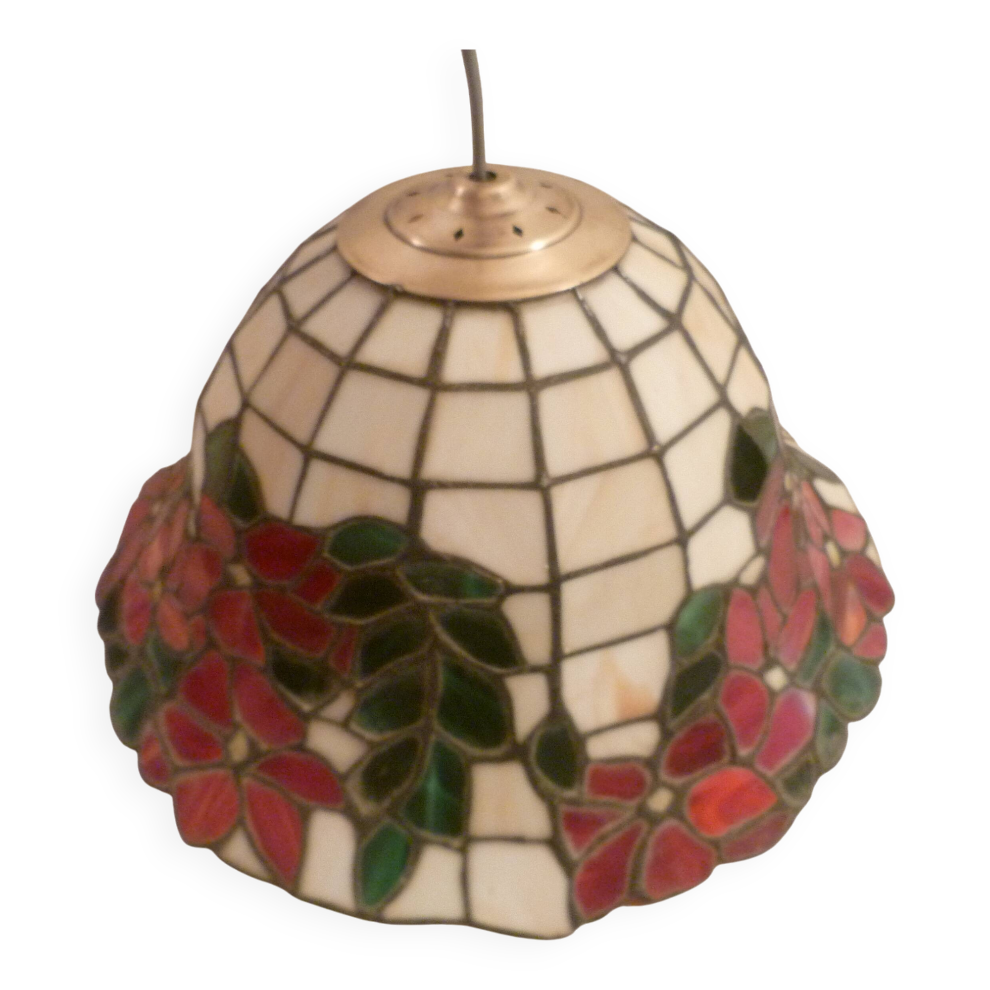 Tiffany-style cloisonné mother-of-pearl pendant light, 1970s