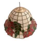 Tiffany-style cloisonné mother-of-pearl pendant light, 1970s