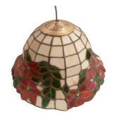 Tiffany-style cloisonné mother-of-pearl pendant light, 1970s