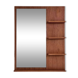Scandinavian wooden mirror with integrated shelves