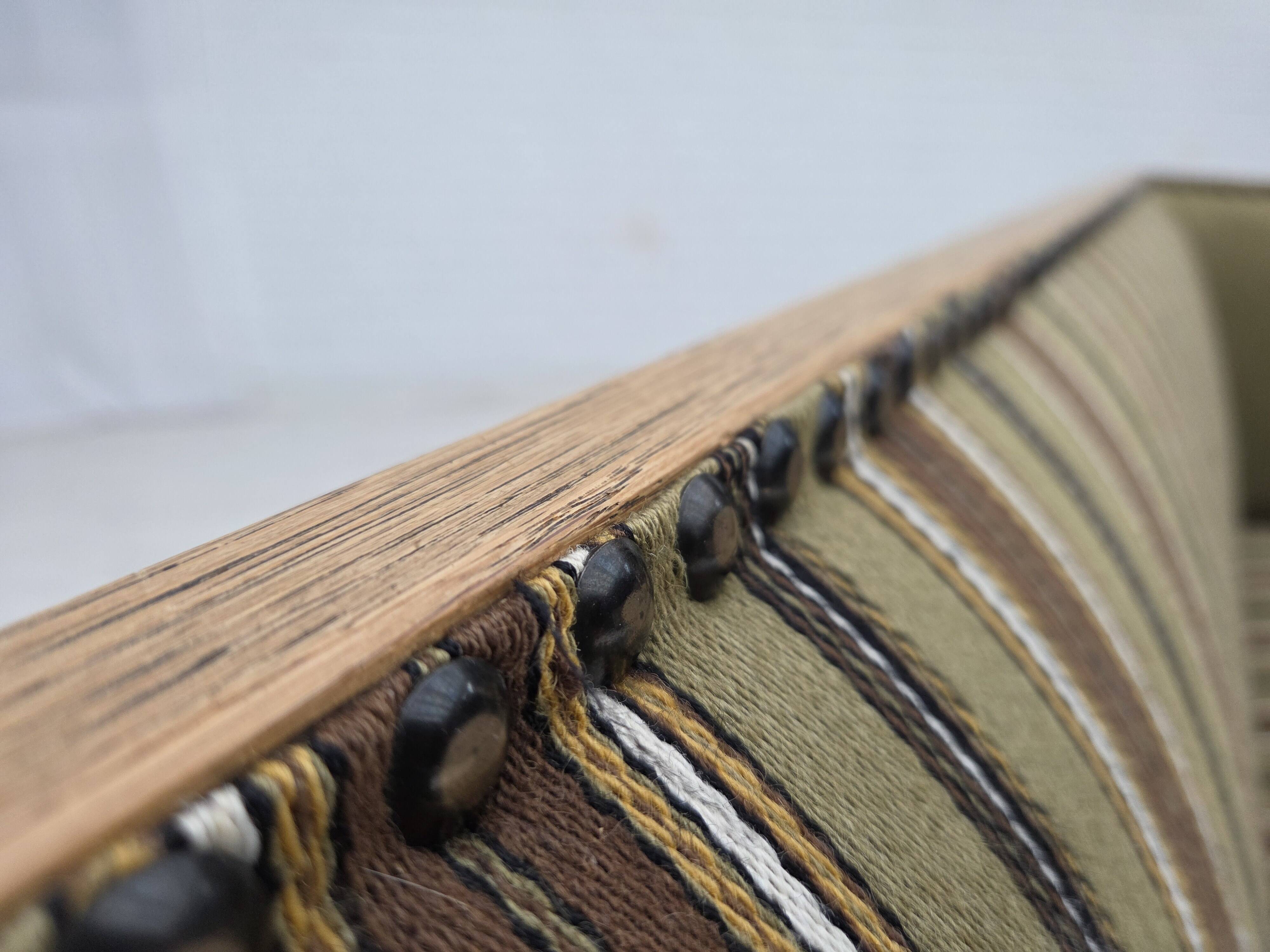 1950s, Danish 2-seater sofa, green furniture wool, oak wood.