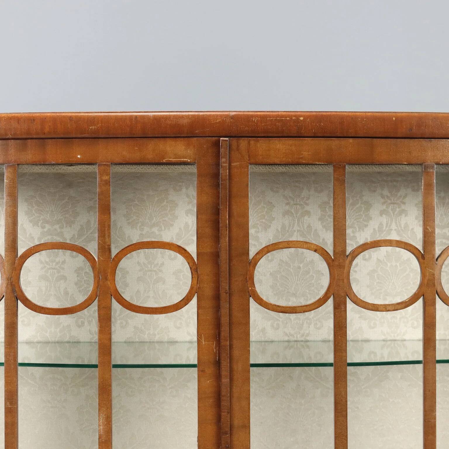 Antique Art Deco display cabinet in mahogany veneer, Italy, 20th century