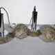 Space Age ceiling lamps bubble glass and chrome by Staff, Set of 4, 1970s