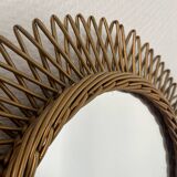 Vintage gold rattan sun mirror