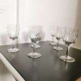 Set of 6 engraved crystal glasses