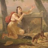 Large 19th century neoclassical painted panel
