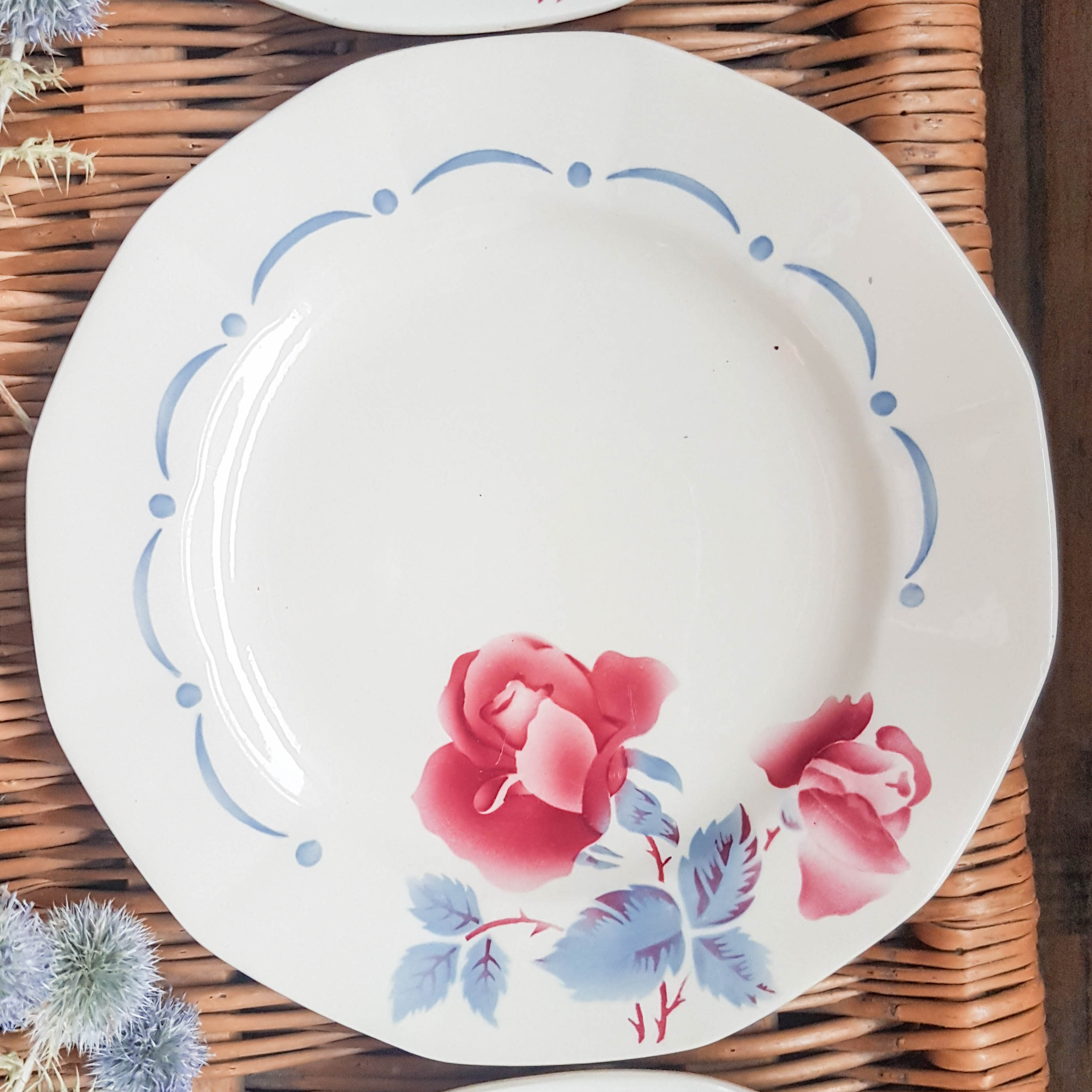 Lot of 6 dessert plates "boulogne" Digoin Sarreguemines