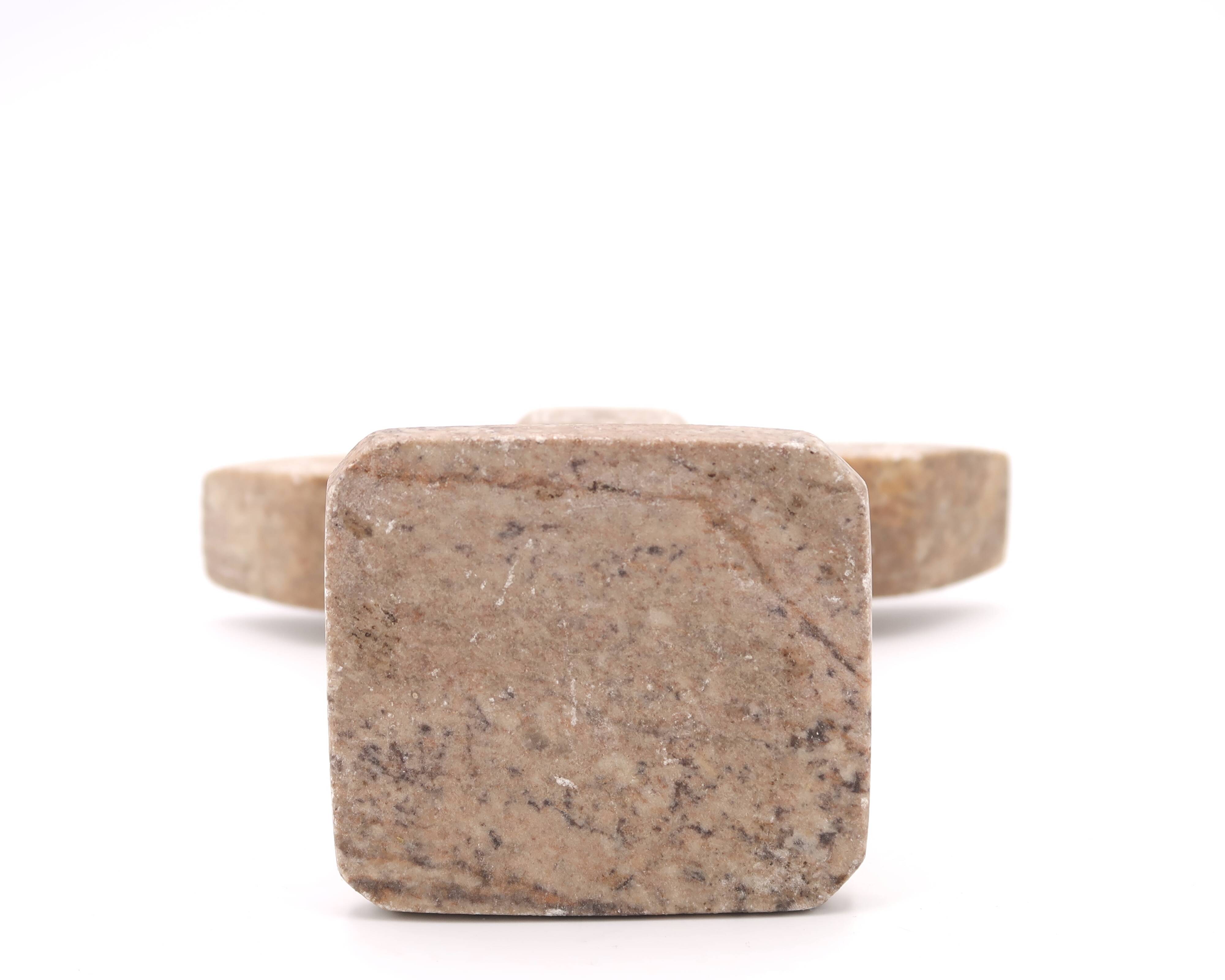 Moroccan candle holder in beige stone, 1970s