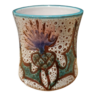 Pot vase en céramique décor au chardons