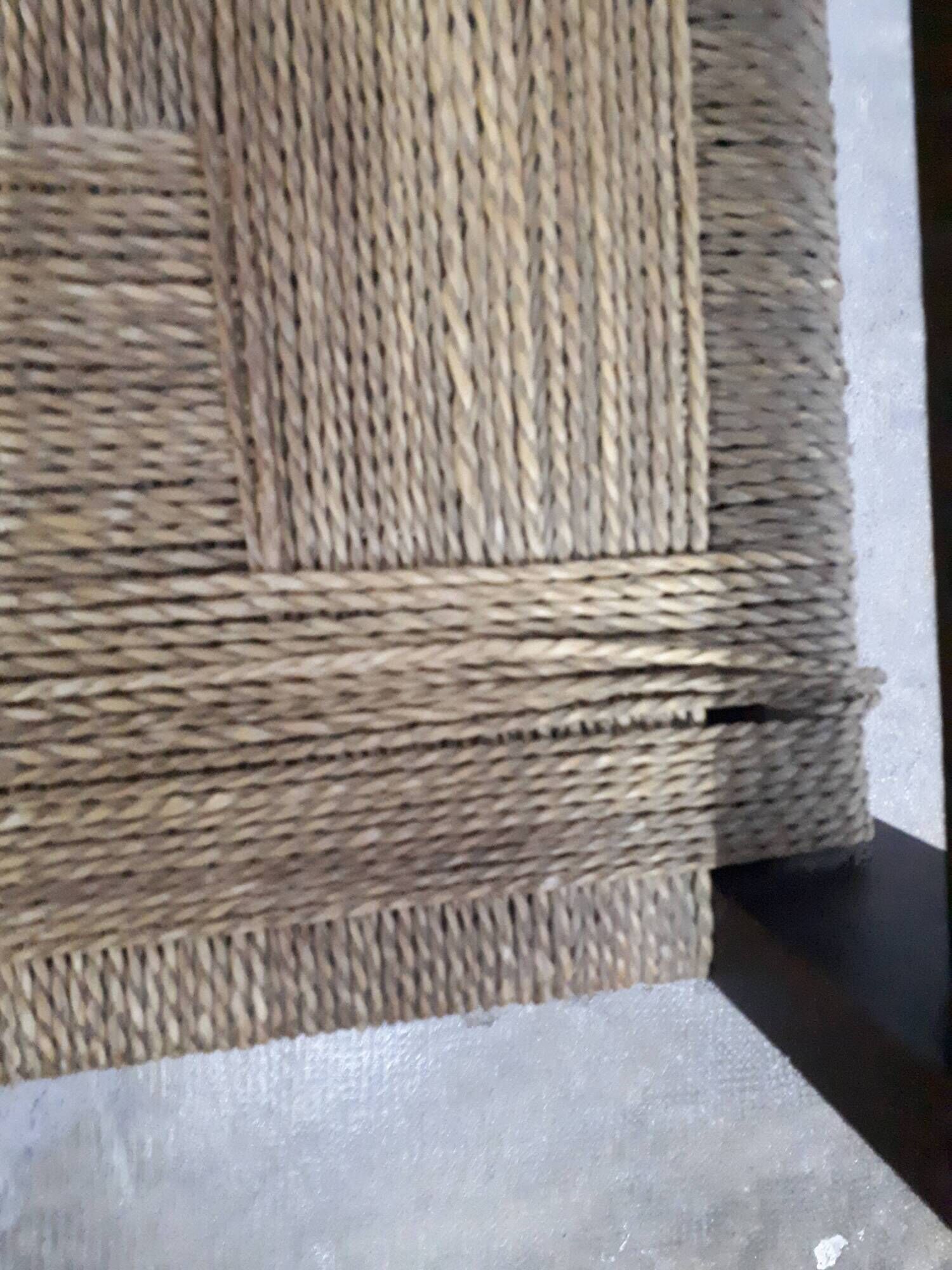 Pair of carved solid wood armchair and vintage rope 1950