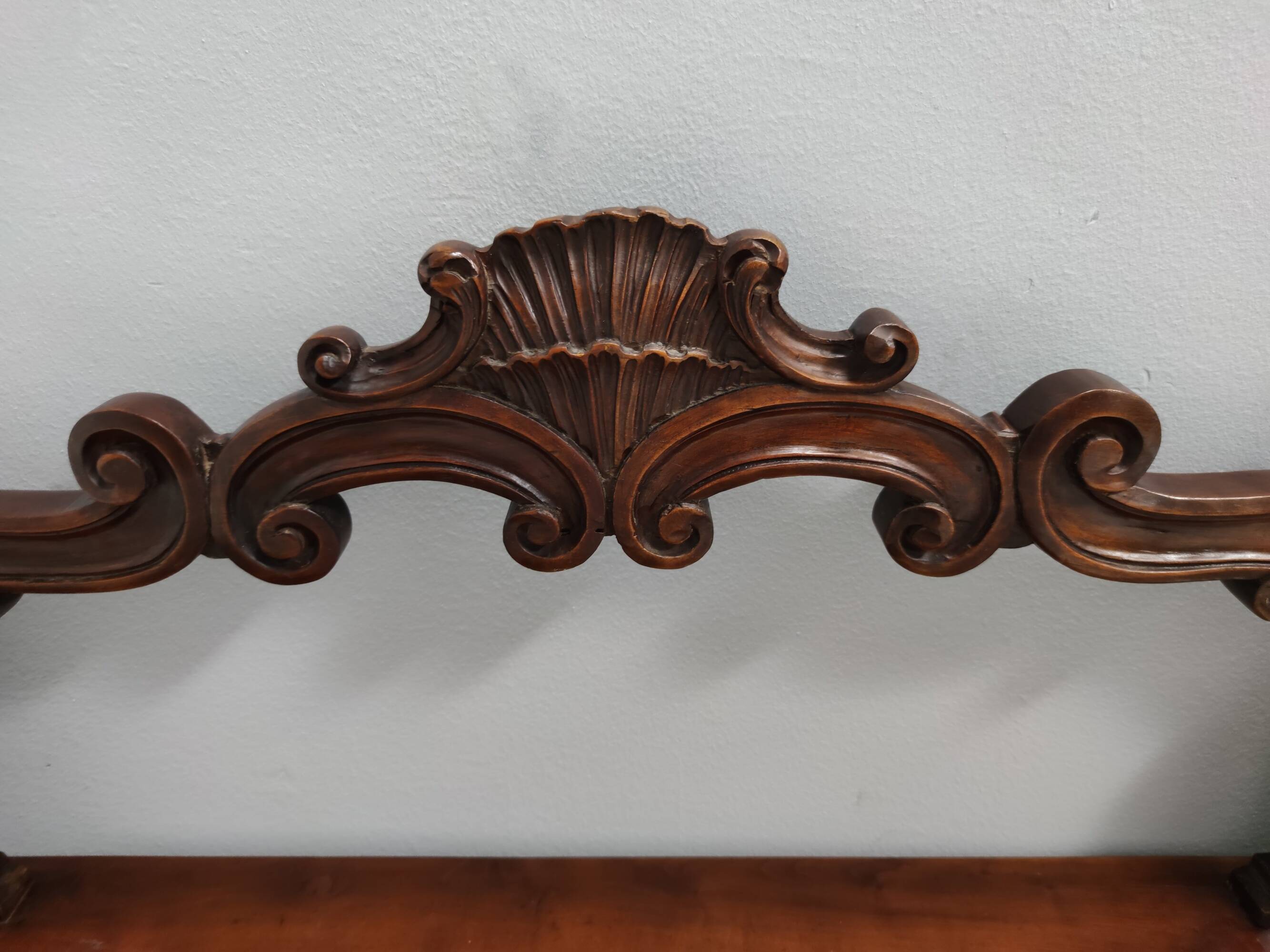 Baroque Style Solid Carved Beech Bench, Italy