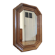 Vintage octagonal mirror in moulded oak – Belgium, circa 1970/1980