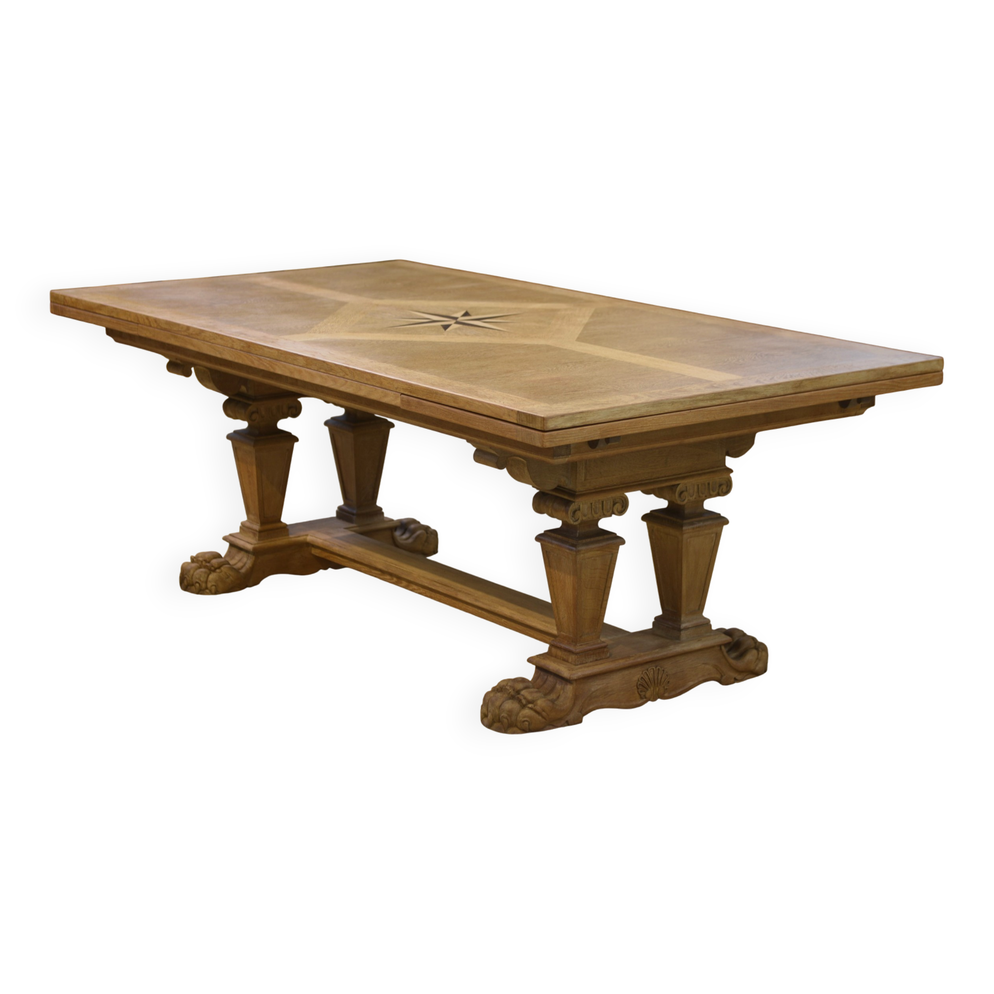Large sculptural oak table from the 1950s.