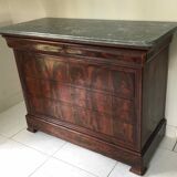 Commode XIXe Louis Philippe marbre sainte anne et noyer