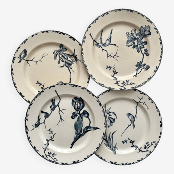 4 “Oxford” iron earthenware dinner plates Choisy le Roi