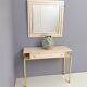 Postmodern pale pink formica and brass console with wall mirror, italy