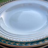 Plates for 14 people Céranord Saint Amand green and golden including hollows and plates