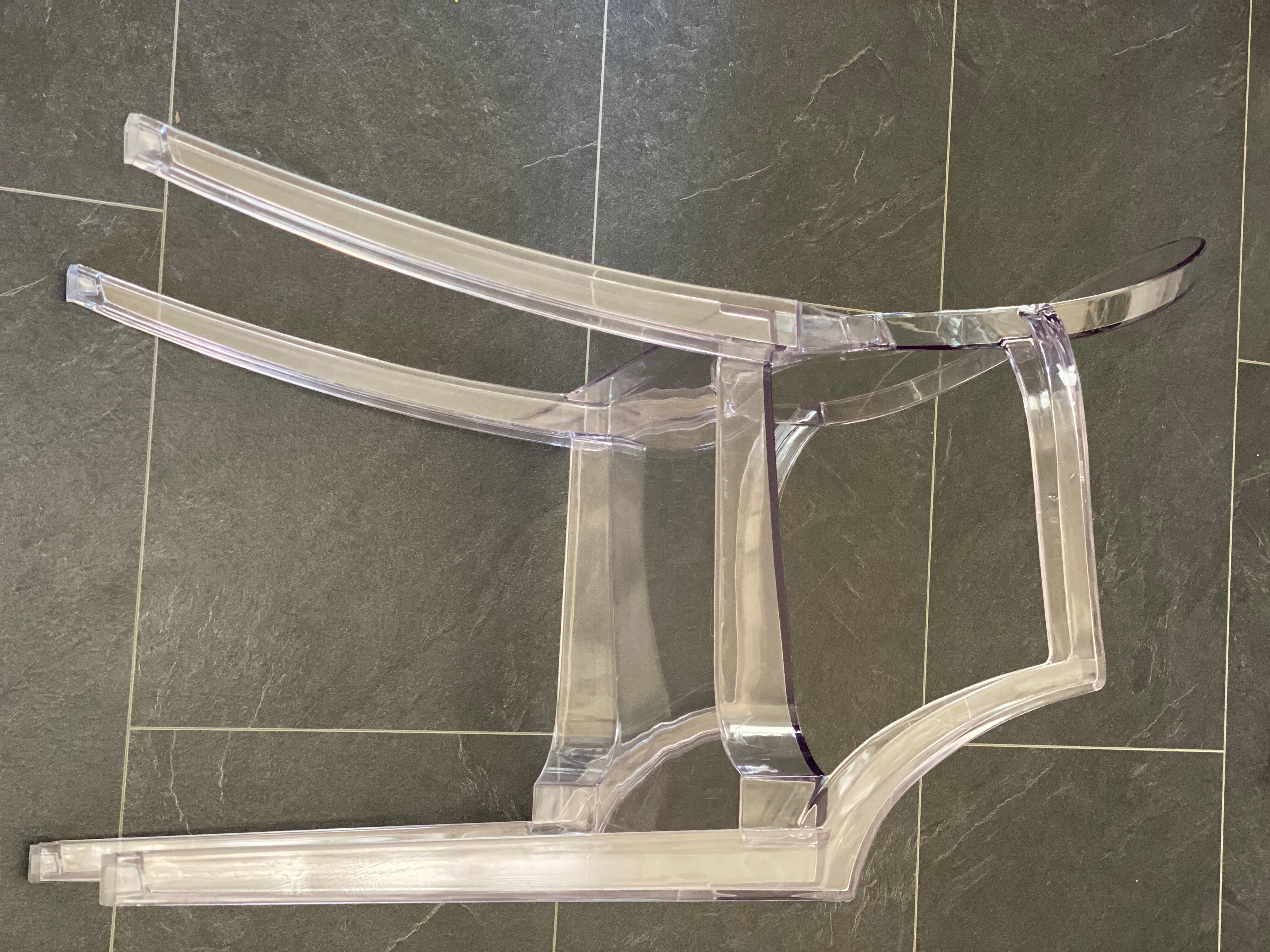 Set of six vintage transparent polycarbonate chairs