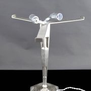 Important Art Deco lamp, nickel-plated bronze, Schneider glass, Fr, c. 1930