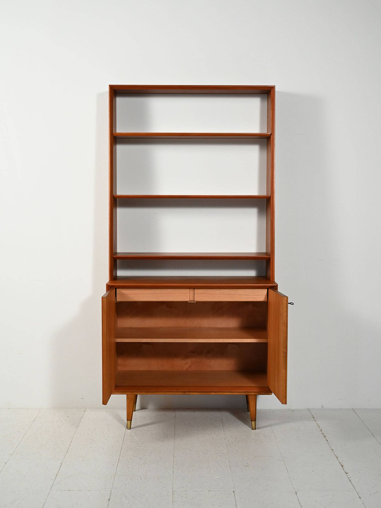 Scandinavian teak bookcase with cabinet, 1950s–1960s