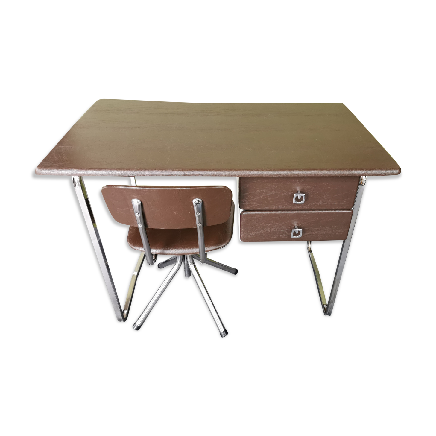 Vintage industrial style desk with swivel chair
