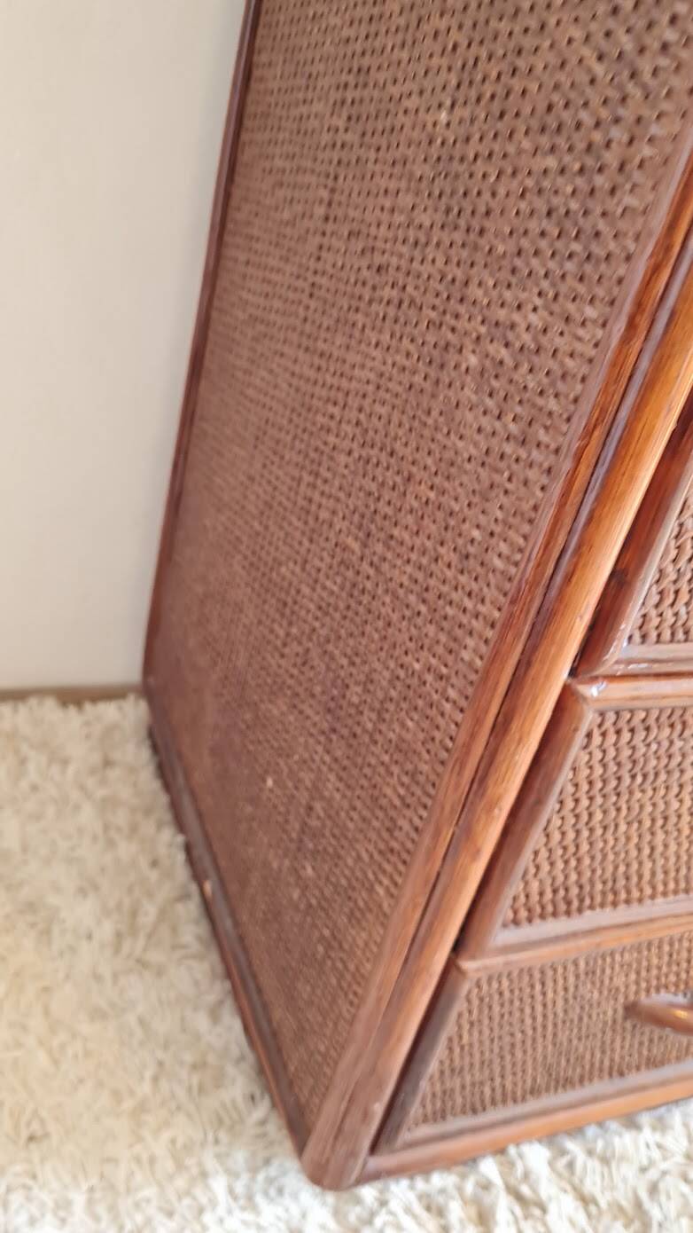 Commode en rotin vintage circa années 70