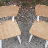 Pairs of children's chairs feet compass vintage wood