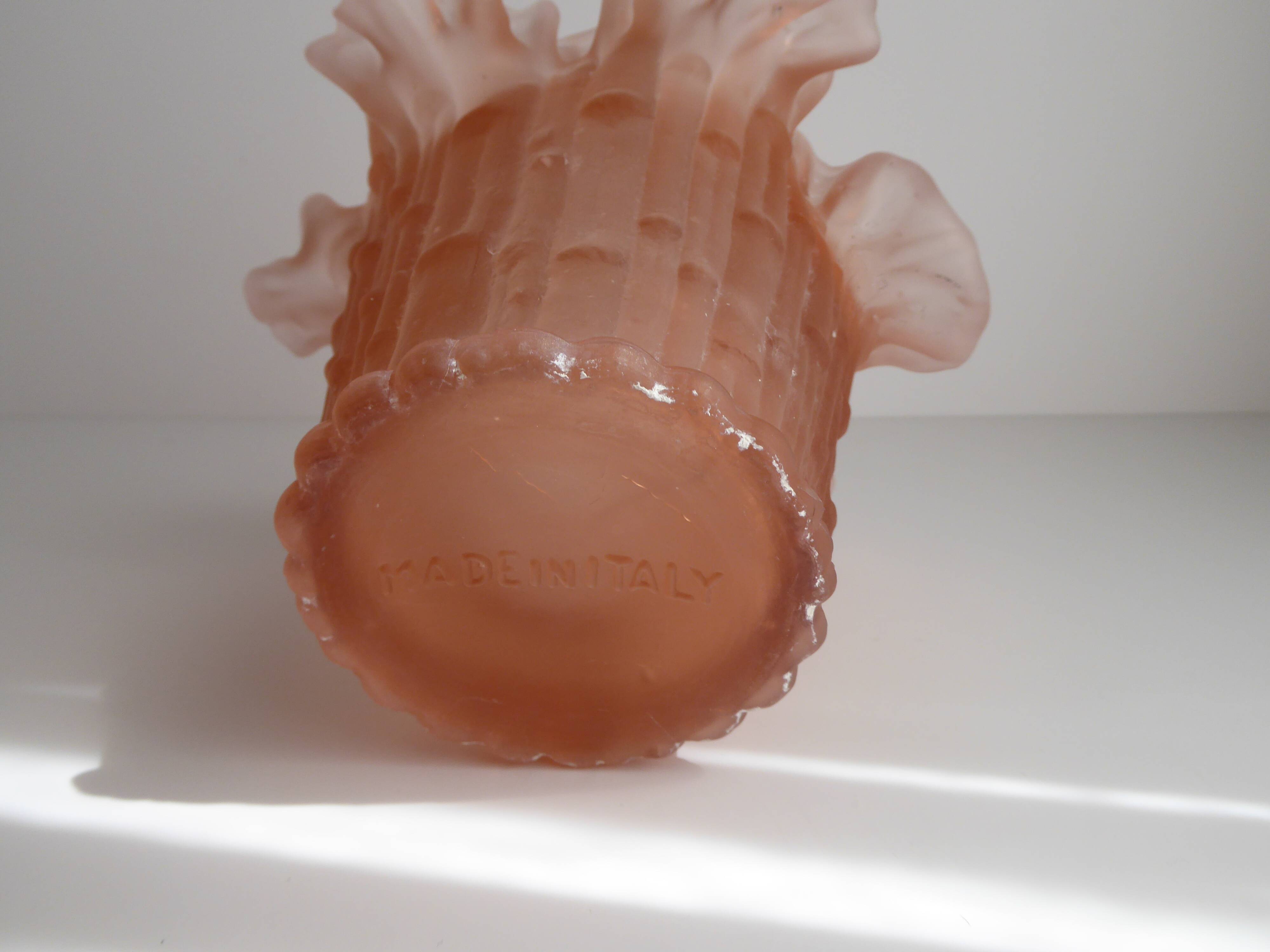 Pink frosted glass vase