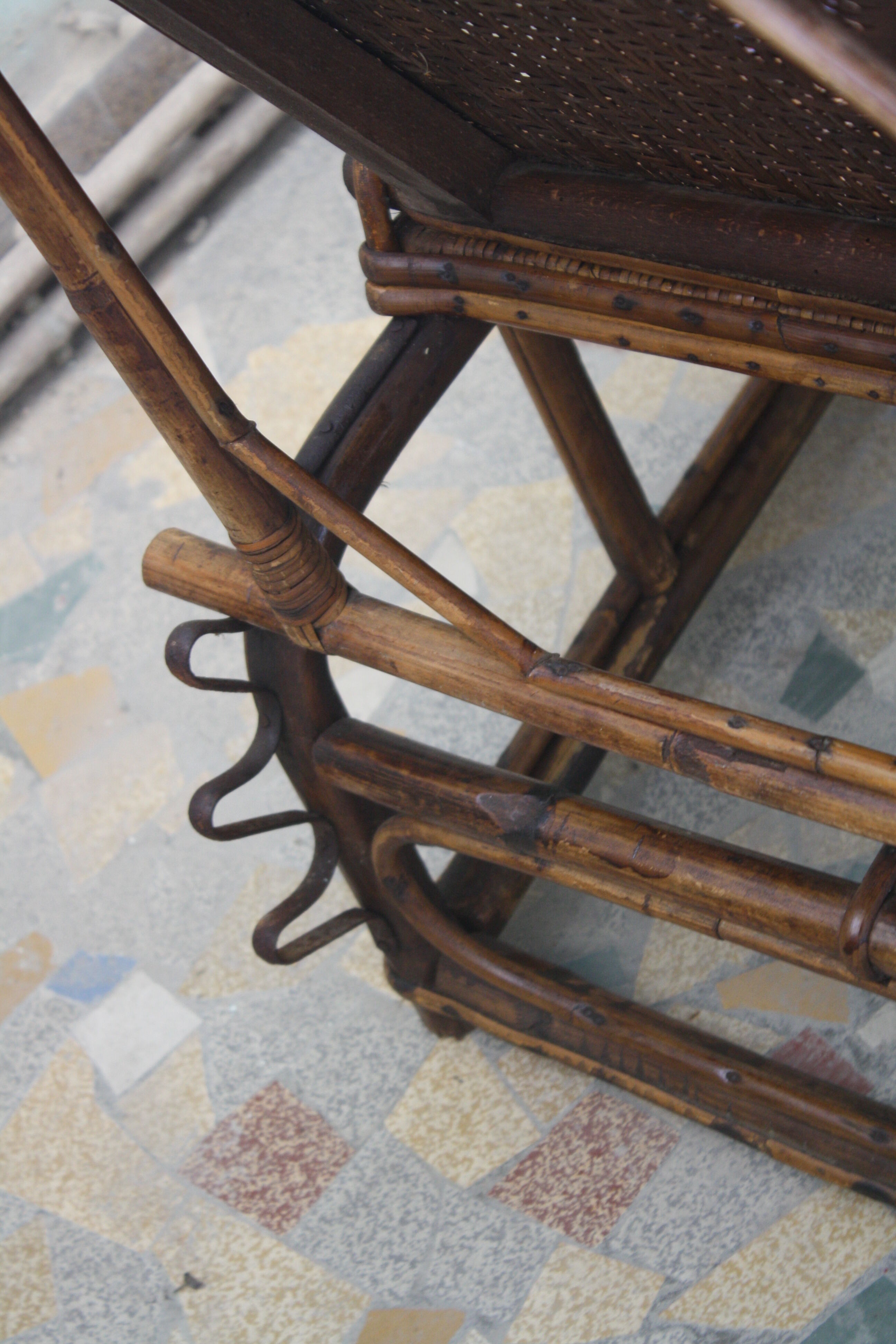 Chair long vintage rattan